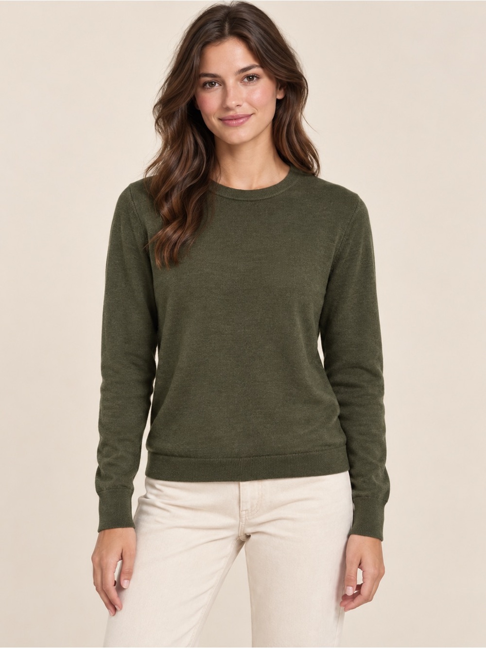 J. Crew Olive Merino Wool Crewneck Sweater